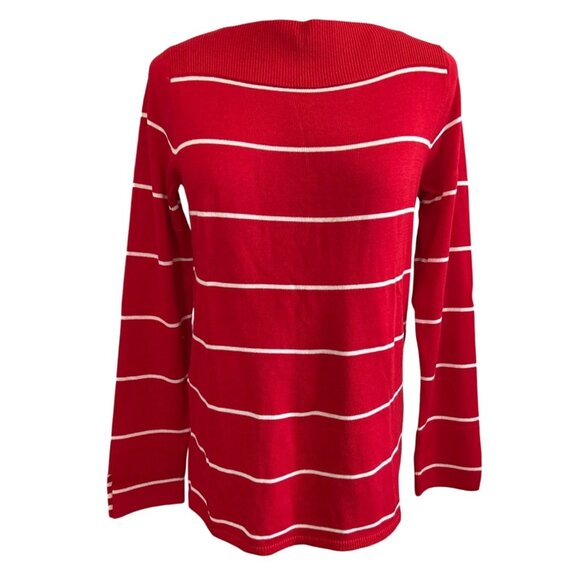Chaps Red & White Striped Long Sleeve Cotton Modal Sweater M Nautical Style - Picture 1 of 8